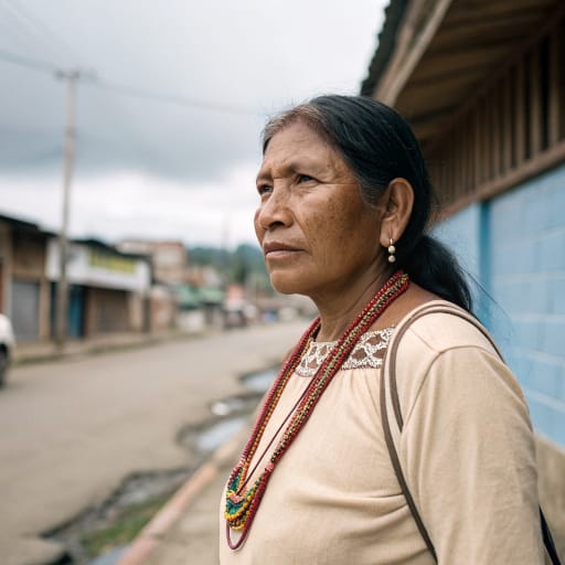Inga woman from Southwestern Colombia: the Sibundoy Valley and lowlands of Putumayo, Aponte in Nariño, and parts of Caquetá, with urban communities in Bogotá and other cities.