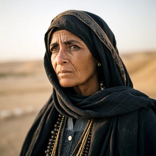 Ishmaelites woman from Northern Arabian desert and its fringes: Sinai, the Negev, the Syrian steppe and the oases of Tayma and Dumat al-Jandal, in present-day Saudi Arabia, Jordan, Israel and Egypt