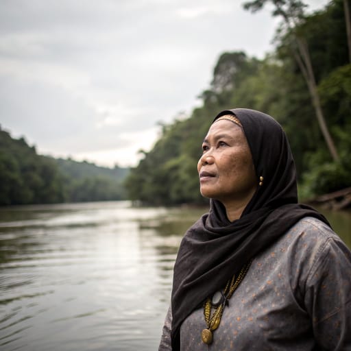 Jakun woman from Riverine southern Pahang and northern Johor, Peninsular Malaysia, including the Endau and Rompin basins and the country around Tasik Chini.