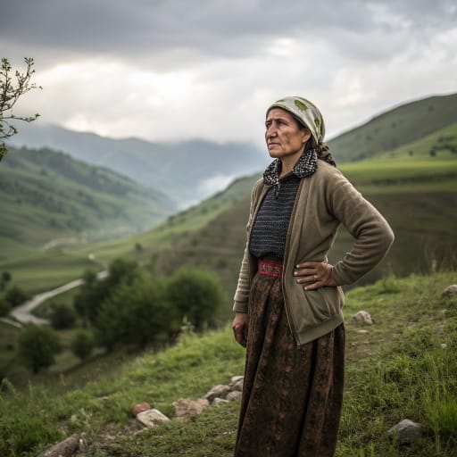 Jek woman from The village of Cek and nearby resettlement villages in the Quba and Khachmaz districts of northern Azerbaijan, on the northern slopes of Mount Shahdagh.