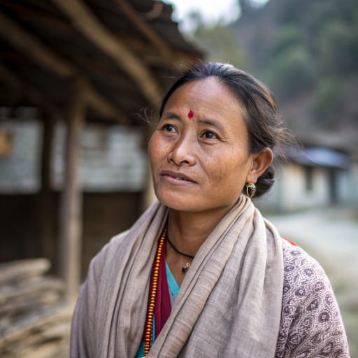 Jirel woman from Jiri and Sikri valleys, Dolakha District, eastern Nepal, with smaller numbers in neighboring districts and Kathmandu, related phenotype reference