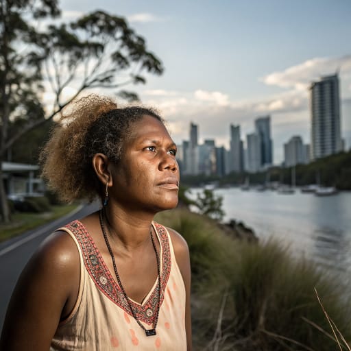 Kabi Kabi woman from Sunshine Coast and hinterland of southeast Queensland, Australia: Bribie Island north through Noosa and Gympie and along the Mary River valley toward the Burrum River.
