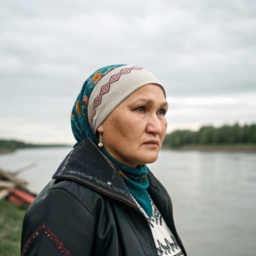 Kadom Tatars woman from Around Kadom on the Moksha River in Ryazan Oblast, Russia, part of the old Meshchera frontier; descendants spread across the Middle Volga and southern Urals, related phenotype reference