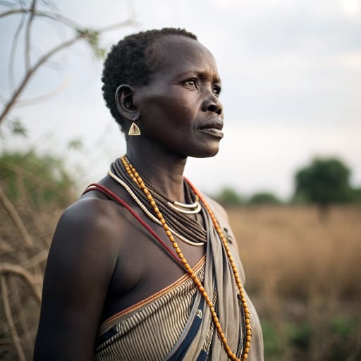 Kadugli-Krongo woman from Hill villages in and around Kadugli in the southern Nuba Mountains, South Kordofan State, Sudan