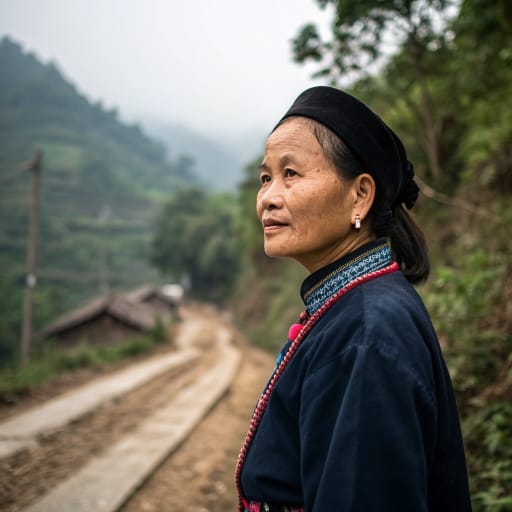 Kam woman from The hill country where eastern Guizhou, western Hunan and northern Guangxi meet in southern China, with small communities in Tuyên Quang Province, Vietnam.