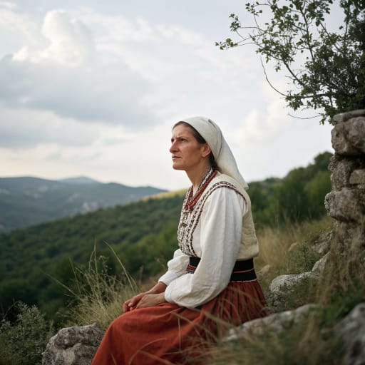 Kanalites woman from Kanali, today's Konavle, the coastal valley and hills southeast of Dubrovnik in southern Croatia, closely tied to neighboring Travunia around Trebinje in present-day Bosnia and Herzegovina, related phenotype reference