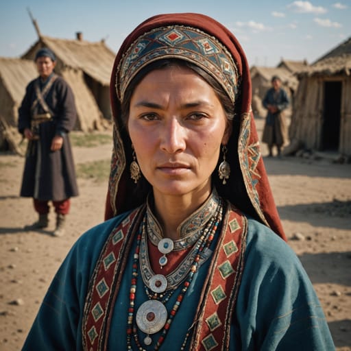 Karagash woman from Villages in the steppe and semi-desert north and east of Astrakhan, chiefly the Krasny Yar and Kharabali districts of Astrakhan Oblast, Russia.