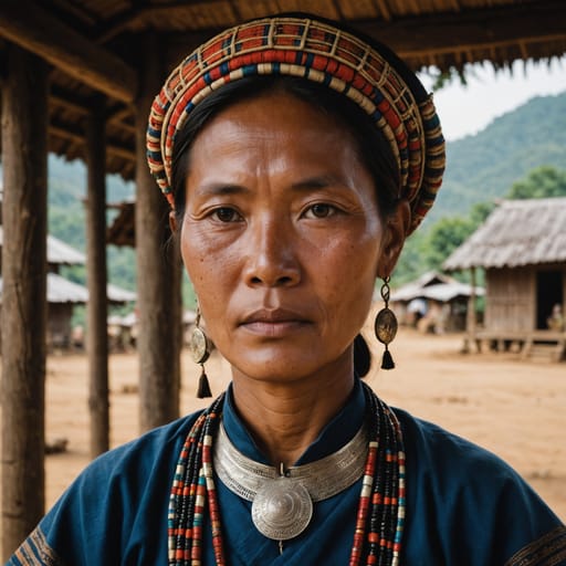 Karenni woman from Kayah State in eastern Myanmar, centered on Loikaw and bordering Mae Hong Son Province, Thailand; refugee communities in Thailand and a resettled diaspora in the United States and elsewhere.