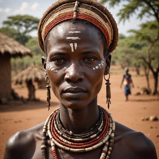 Karo woman from Lower Omo River (Korcho, Dus), South Omo Zone, southern Ethiopia — related phenotype reference