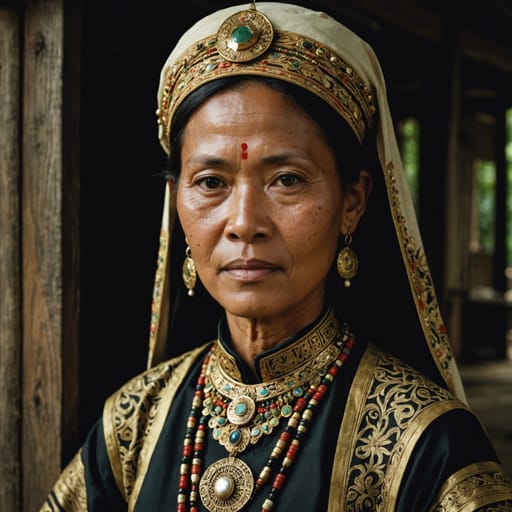 Kedayan woman from Northwest Borneo: throughout Brunei, plus the Limbang and Lawas areas of Sarawak and the Sipitang and Beaufort areas of Sabah, Malaysia.