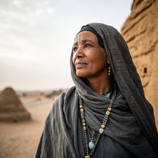 Kel Ajjer woman from The Tassili n'Ajjer plateau and nearby oases in southeastern Algeria (Djanet, Illizi) and the Fezzan of southwestern Libya (Ghat, Ubari), related phenotype reference