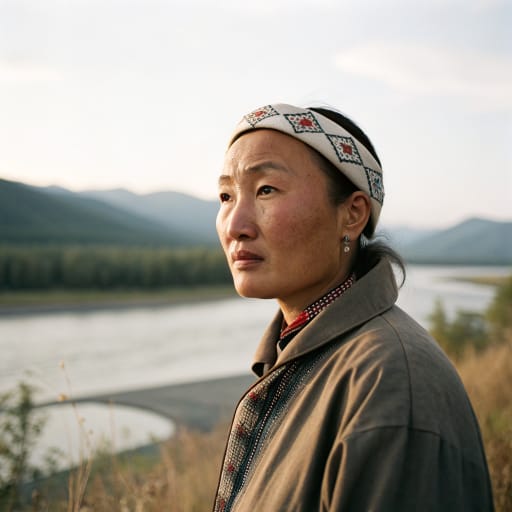 Khakass woman from Republic of Khakassia in southern Siberia, Russia, in the Minusinsk Basin on the upper Yenisei between the Kuznetsk Alatau and the Sayan mountains; smaller communities in neighboring Krasnoyarsk Krai and Tuva.