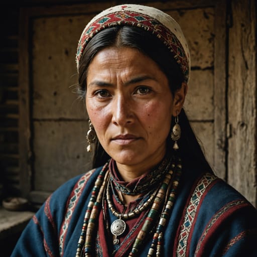 Khinalug woman from Khinalug (Xinaliq) village, Quba District, northern Azerbaijan