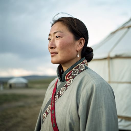 Khotons woman from Uvs Province in northwestern Mongolia, chiefly Tarialan sum in the Uvs Nuur basin