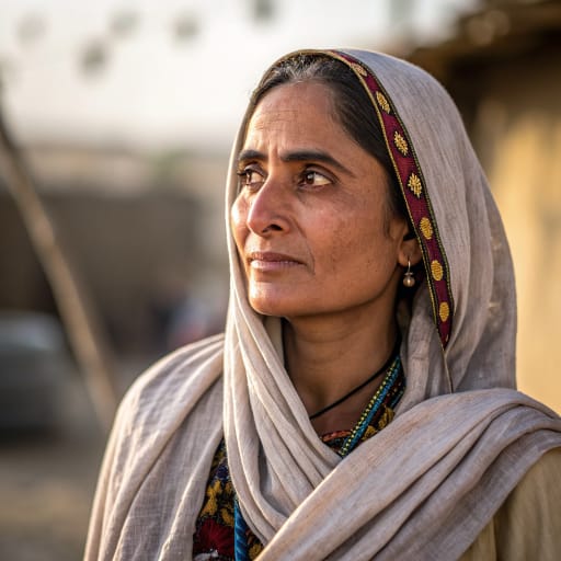Khushk woman from Upper Sindh, Pakistan, chiefly the districts around Larkana, Shikarpur and Jacobabad, with families in Balochistan and southern Punjab., variant 3
