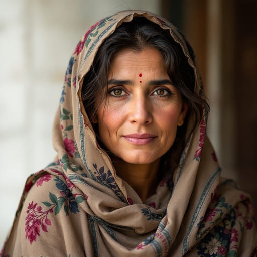 Khushk woman from Upper Sindh, Pakistan, chiefly the districts around Larkana, Shikarpur and Jacobabad, with families in Balochistan and southern Punjab., variant 2