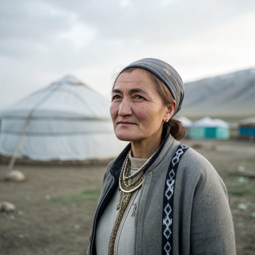 Khwarshi woman from The Tsumadinsky district of western Dagestan, Russia, in the high valleys of the Andi Koysu basin near the Georgian border, with lowland communities around Khasavyurt and Kizilyurt., related phenotype reference