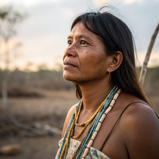 Kiriri woman from Kiriri Indigenous Territory around Mirandela, in the semi-arid sertão of northeastern Bahia, Brazil, spanning the municipalities of Banzaê and Quijingue, related phenotype reference