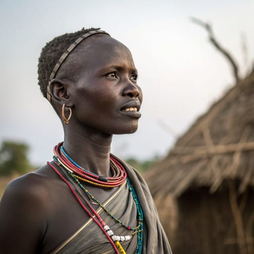 Koalib woman from The Koalib hills and surrounding country in the eastern Nuba Mountains, South Kordofan, Sudan, related phenotype reference