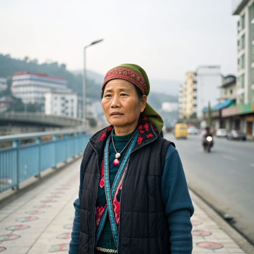 Kokang woman from The Kokang region of northern Shan State, Myanmar, between the Salween River and the Yunnan border, centered on Laukkai; communities also in Lashio, Mandalay and Yangon.