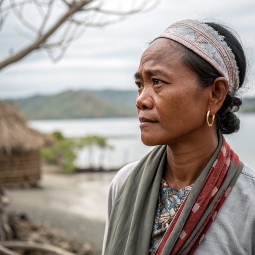 Komodo woman from Komodo Island in Komodo National Park, West Manggarai Regency, East Nusa Tenggara, Indonesia; mainly the village of Kampung Komodo