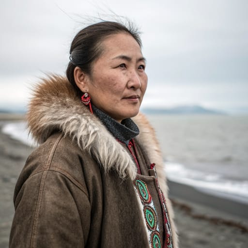 Koryaks woman from Northern Kamchatka Peninsula and the adjoining Bering Sea and Sea of Okhotsk coasts, Kamchatka Krai, with smaller communities in Magadan Oblast and Chukotka, Russia., related phenotype reference