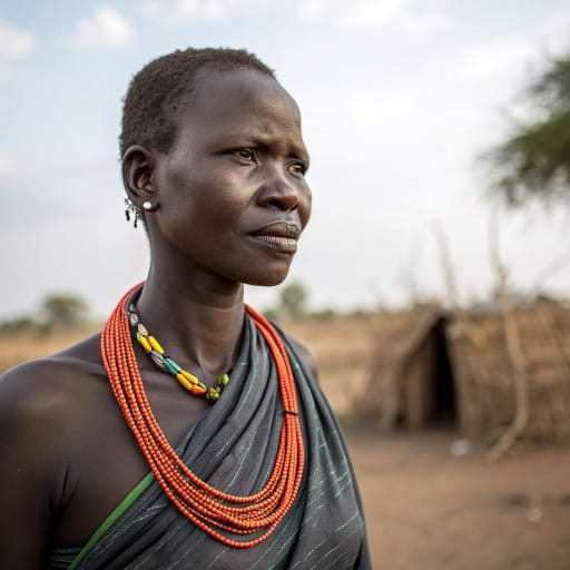 Kresh woman from Raga (Raja) area of Western Bahr el Ghazal, South Sudan, extending into the disputed Kafia Kingi and Hofrat en Nahas area on the border with South Darfur, Sudan