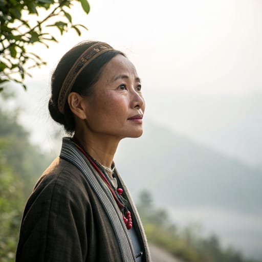 Kucong woman from Ailao and Wuliang mountains of southern Yunnan, China (Jinping, Luchun, Zhenyuan, Xinping and Mojiang counties); related La Hu communities in Muong Te district, Lai Chau province, Vietnam.