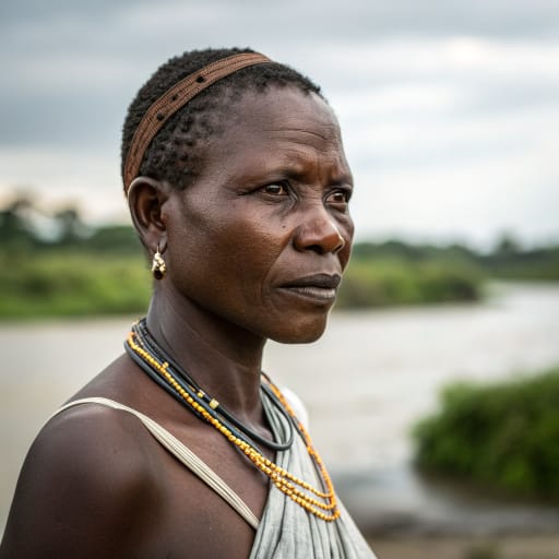 Kusu woman from Eastern Democratic Republic of the Congo, mainly Maniema province around Kindu and along the Lualaba River, next to Tetela country in Sankuru, related phenotype reference