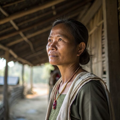 Kuy woman from Northeastern Thailand (Surin, Sisaket, Buriram, Ubon Ratchathani), northern Cambodia (Preah Vihear, Stung Treng, Kampong Thom) and southern Laos (Salavan, Champasak).