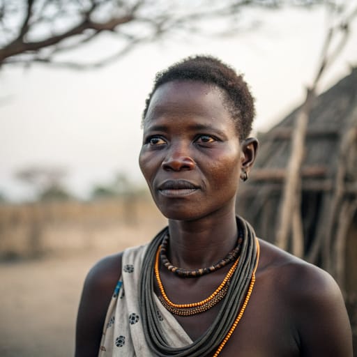 Kwanyama woman from The Oukwanyama area straddling the border: Cunene Province in southern Angola (around Ondjiva) and Ohangwena Region in northern Namibia (around Eenhana and Oshikango)., related phenotype reference