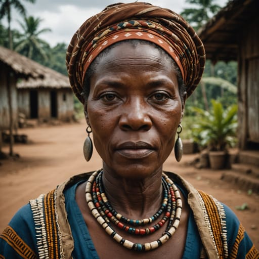 Kwasio woman from Southwestern Cameroon (Océan division of the South Region: Kribi, Lolodorf, Bipindi) and the coast of Río Muni in Equatorial Guinea.