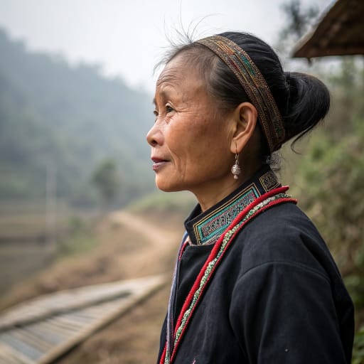 Laha woman from Upland northwestern Vietnam, mainly Sơn La province in the Da (Black) River basin, with smaller communities in Lào Cai province.