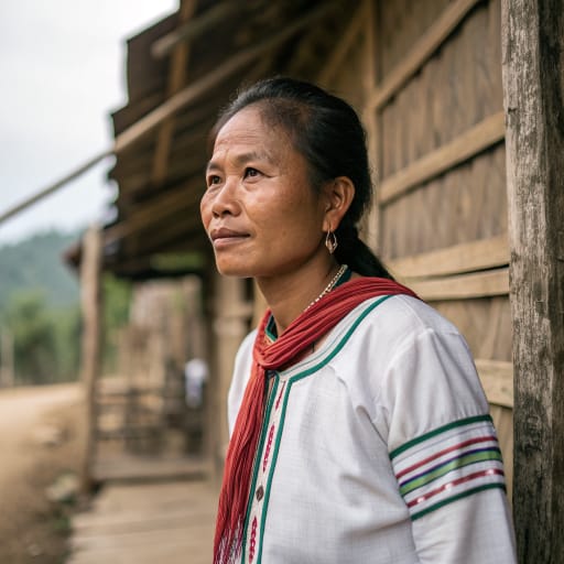 Lawa woman from Upland villages of Chiang Mai and Mae Hong Son provinces in northern Thailand, especially around Mae Sariang, Mae La Noi and the Bo Luang plateau.