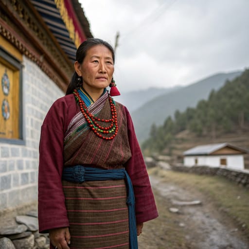Layap woman from Laya Gewog in Gasa District, the high northwestern corner of Bhutan near the border with Tibet (China), related phenotype reference