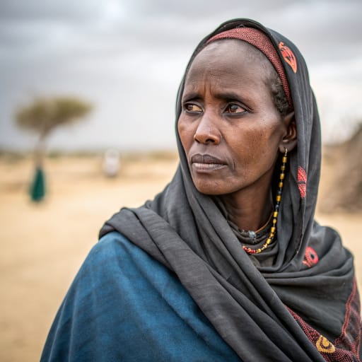 Leelkase woman from Mudug region of central Somalia, centered on Galdogob and northern Galkayo (Puntland), with communities elsewhere in Puntland, in Lower Juba around Kismayo, and in the Dollo zone of Ethiopia's Somali Region., related phenotype reference