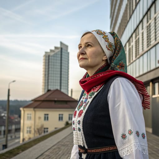 Lipka Tatars woman from Northeastern Poland (Podlasie, Białystok) and Gdańsk, the Vilnius region of Lithuania, and Belarus (Grodno region, Minsk); historic heartland in the former Grand Duchy of Lithuania, related phenotype reference