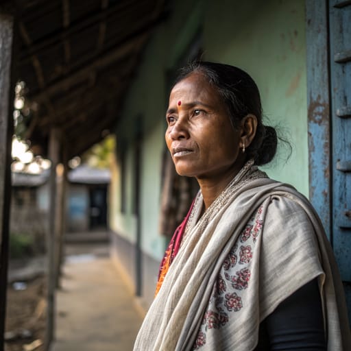Lodha woman from Paschim Medinipur and Jhargram districts of West Bengal, with smaller communities in Mayurbhanj district, Odisha, India