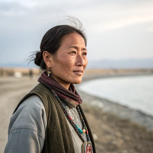 Lopnurs woman from Lower Tarim River and the former Lop Nur lake basin, now mainly Yuli (Lopnur) and Ruoqiang counties, Bayingolin Prefecture, Xinjiang, China