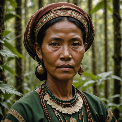 Lubu woman from Forested hills of the Bukit Barisan range along the North Sumatra and West Sumatra border, around Mandailing Natal and Pasaman, Indonesia