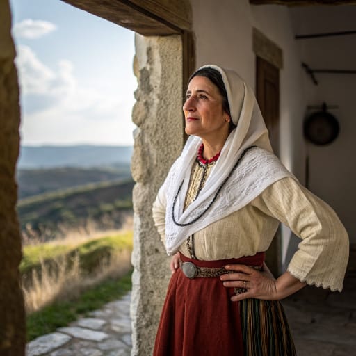 Lucuidonenses woman from Interior of northern Sardinia, Italy, around ancient Luguido (Nostra Signora di Castro, near Oschiri, province of Sassari), related phenotype reference