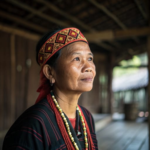 Lun Bawang woman from Highland interior of northern Borneo: Lawas, Limbang and Ba' Kelalan in Sarawak, Malaysia; Temburong, Brunei; the Sipitang interior of Sabah; and the Krayan highlands of North Kalimantan, Indonesia.