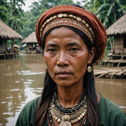 Ma'anyan woman from Eastern tributaries of the Barito River, chiefly Barito Timur and South Barito in Central Kalimantan, with communities in adjacent parts of South Kalimantan, Indonesia.