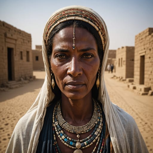 Magyarab woman from Villages along the Nile on both sides of the Egypt and Sudan border, historically around Wadi Halfa and the island of Magyarabirqi, now largely resettled near Kom Ombo in Egypt and New Halfa in Sudan., related phenotype reference