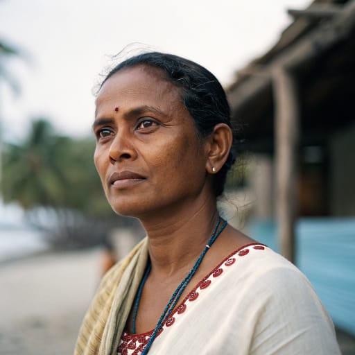 Malbars woman from Réunion, an overseas department of France in the Indian Ocean, notably the east coast around Saint-André; ancestral origins in Tamil Nadu and Puducherry, India