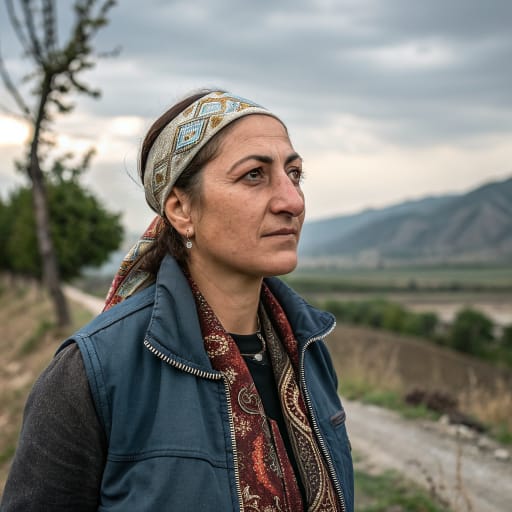 Mamkhegh woman from Foothill river valleys south of the Kuban River in the northwestern Caucasus, now Adygea and Krasnodar Krai, Russia; descendants also in Turkey, Syria and Jordan