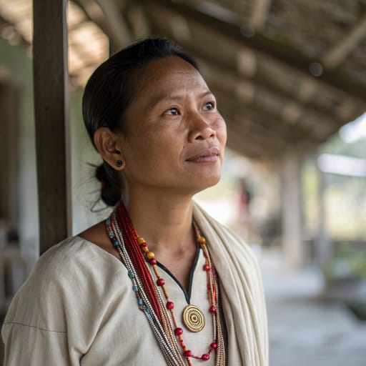 Mandaya woman from Southeastern Mindanao, Philippines: mainly Davao Oriental, also Davao de Oro, Davao del Norte, and parts of Surigao del Sur and Agusan del Sur.