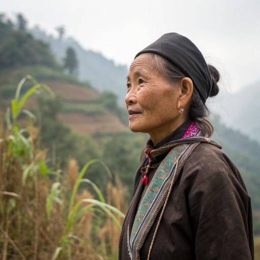 Mảng woman from Upper Đà River valley in Lai Châu Province, northwestern Vietnam, around Mường Tè, Nậm Nhùn and Sìn Hồ; a small related community lives in Jinping County, Yunnan, China.