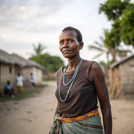 Matumbi woman from Matumbi Hills in Kilwa District, Lindi Region, southeastern Tanzania, with communities in nearby Rufiji District and in Dar es Salaam