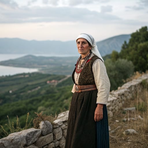 Melingoi woman from The western slopes of Mount Taygetos, in Laconia and Messenia, southern Peloponnese, Greece., related phenotype reference